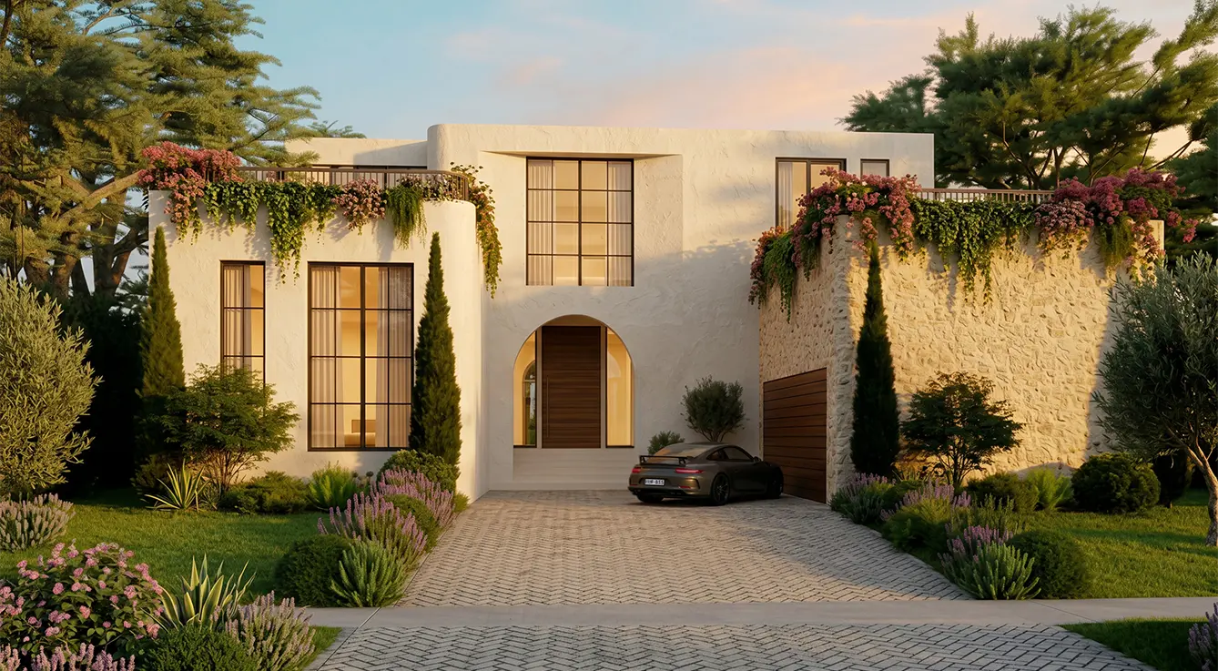 Arched entry rendering at 4582 Royal Palm Avenue