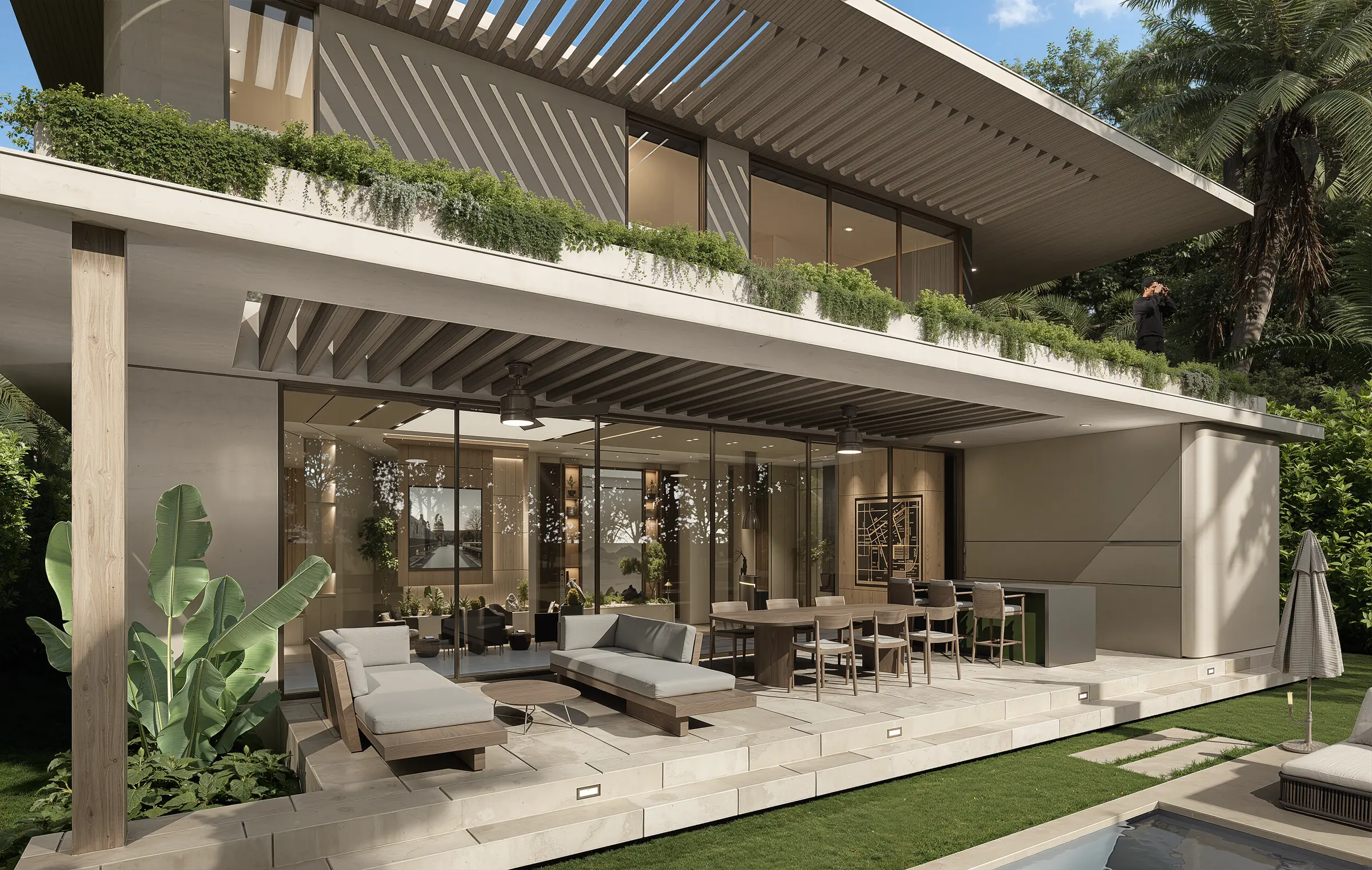 Aerial pool rendering of 845 Fairway