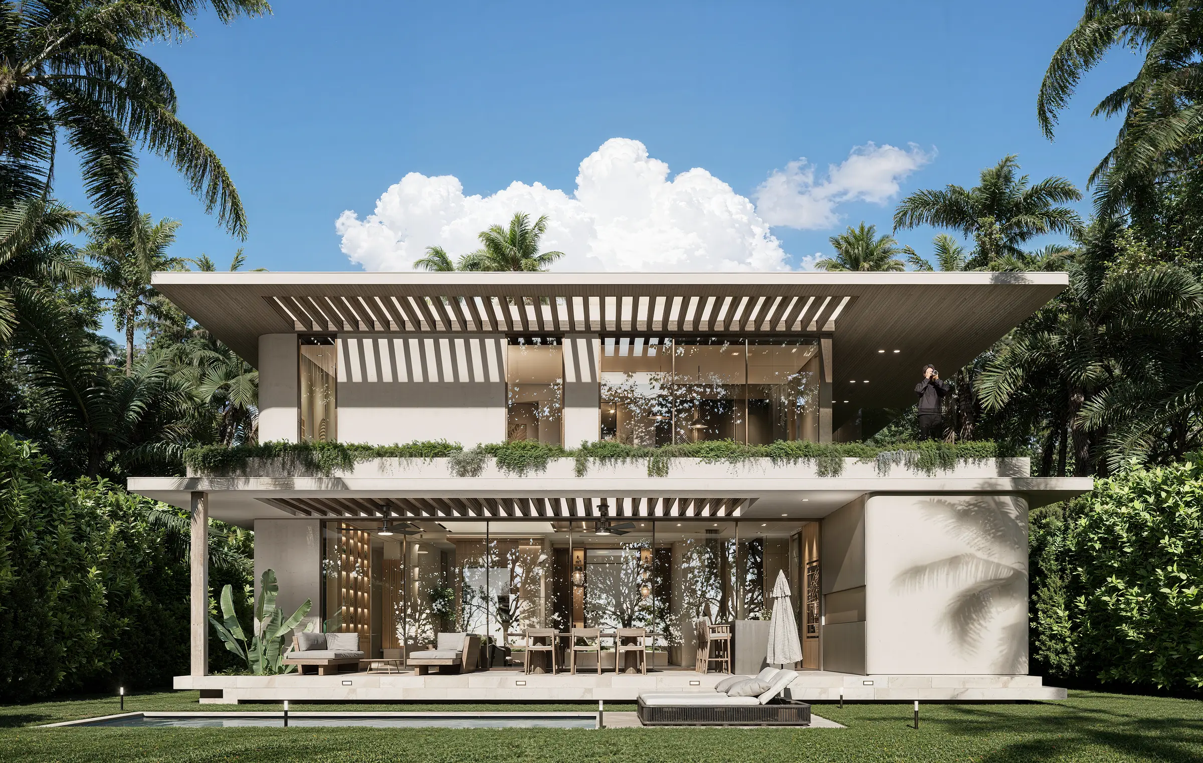 V2 rear terrace rendering of 845 Fairway