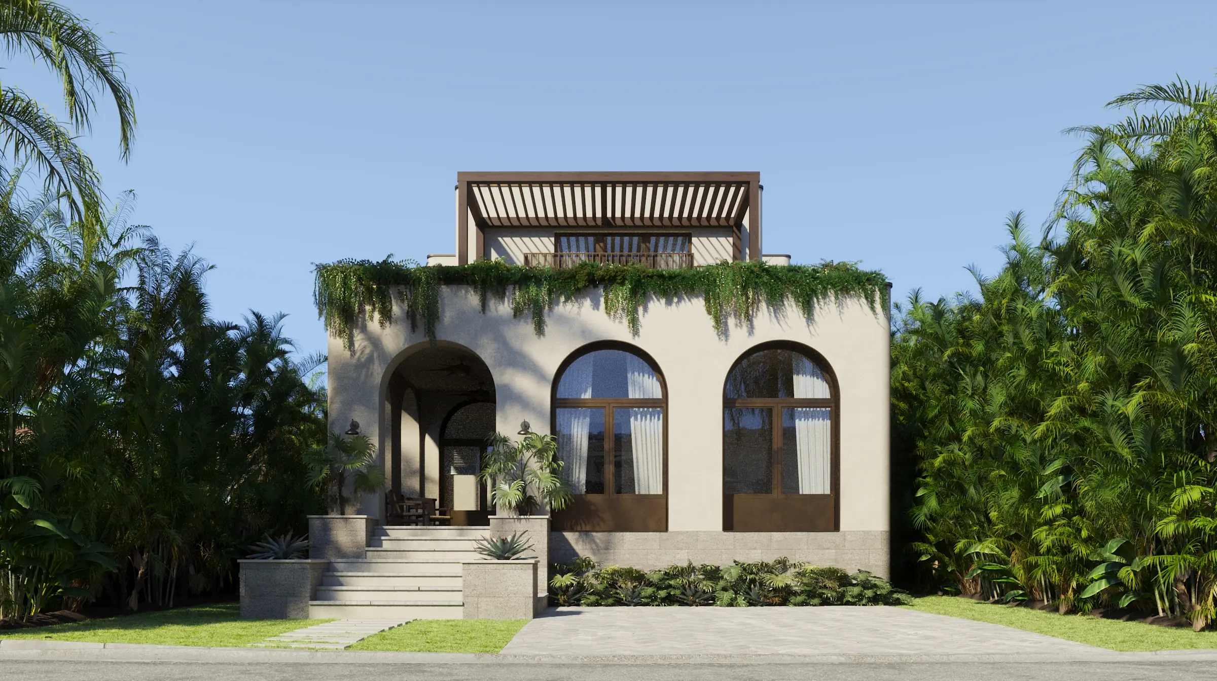 Daytime front facade rendering of 9017 Carlyle
