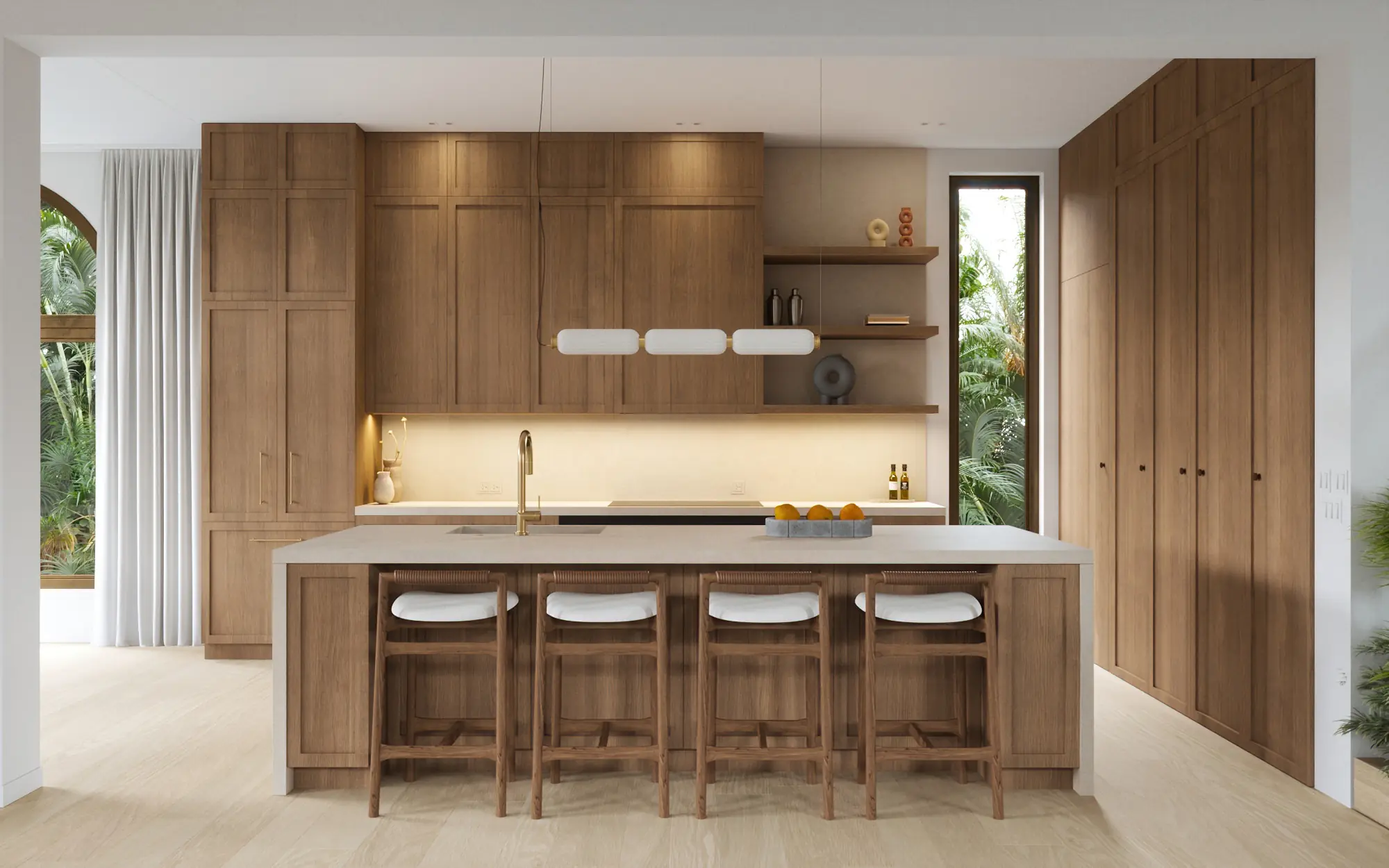 Book-matched stone interior rendering at 9017 Carlyle
