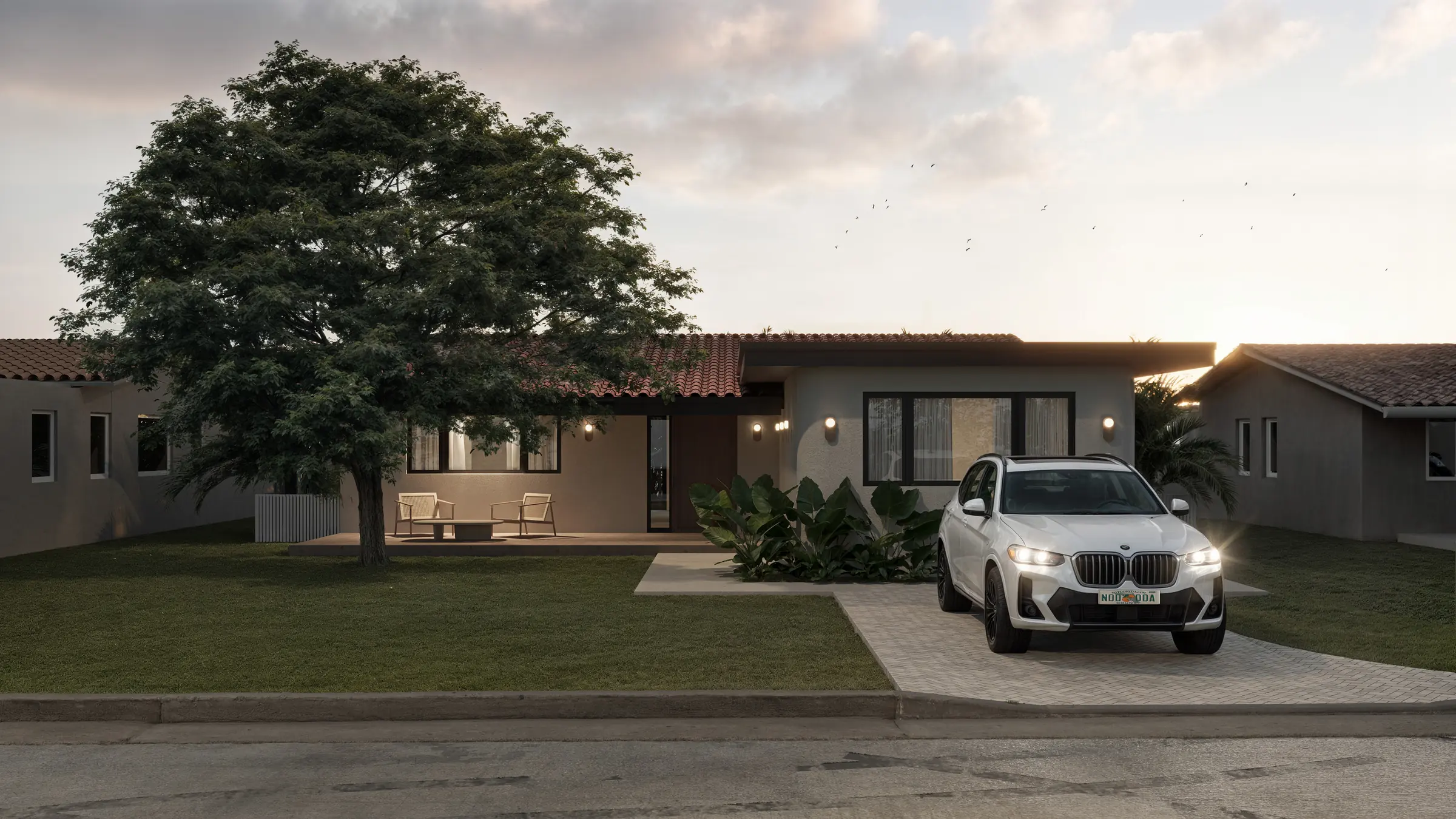 Alternate front facade rendering of 9148 Carlyle