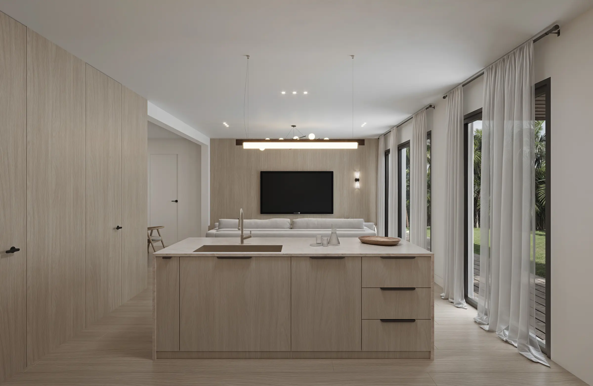 Full-height oak cabinetry in the 9148 Carlyle kitchen