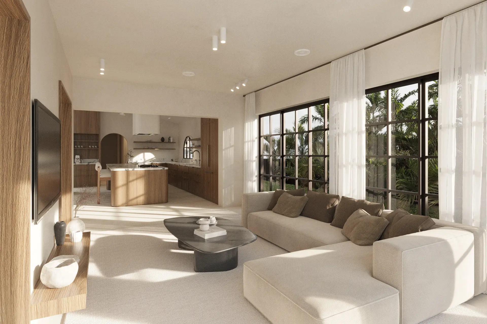 Open living room rendering at 935 South Shore Drive
